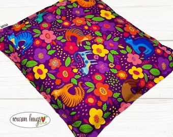 Microwave Corn Heating Pad 9x11, Heat Pack, Migraines, Muscle Aches, Workout Heat Pack, Massage Relaxation, Cramps, Purple Cats and Flowers