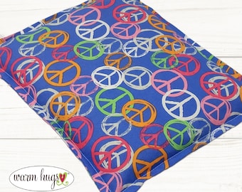 Microwavable Peace Sign Corn Heating Pad 9x11, Corn Bag, Heated Pillow, Tween Gift
