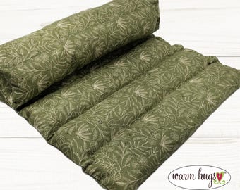 Lumbar Heating Pad 11x18, Microwave Corn Bag, Arthritis Heat Pack, Relaxation Muscle Pain, Heat Massage, Cramps Back Pain, Sage Green Leaves