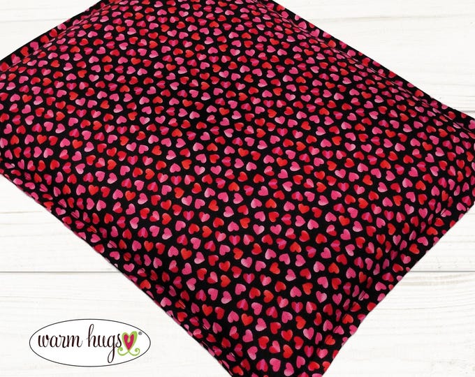 Microwave Corn Heating Pad Hearts 9 x 11, Warm Hugs Heat Pack, Relaxation Gift, Muscle Pain Relief, Bed Foot Warmer, Love You Gift