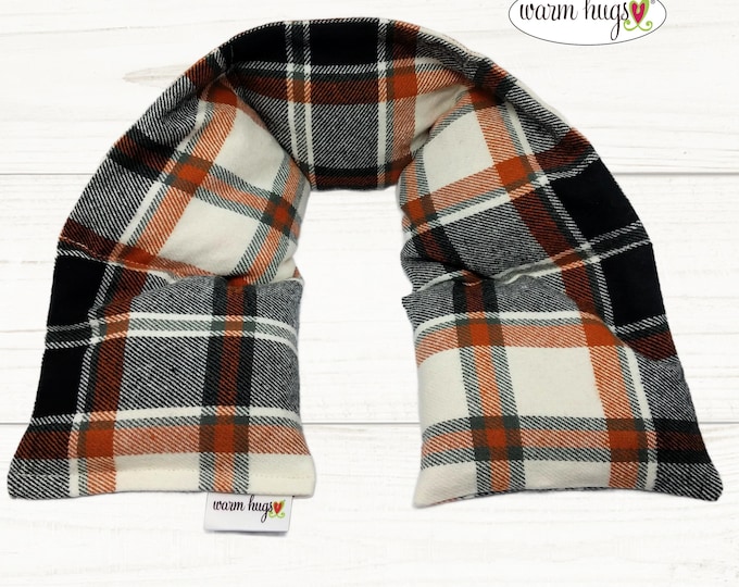 Warm Hugs Plaid Flannel Neck Heating Pad, Heated Neck Wrap, Microwave Heat Pack, Corn Bag, Hot Cold Therapy, Stress Relief, Neck Pain