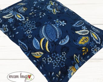 Microwave Corn Heating Pad 7x10, Corn Heat Pack, Migraines, Muscle Aches, Workout Heat Pack, Massage Relaxation, Cramps, Blue Yellow Floral