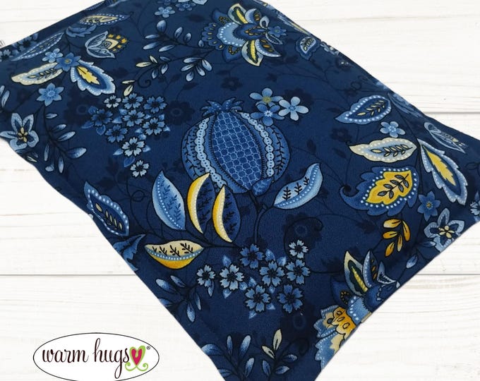 Microwave Corn Heating Pad 7x10, Corn Heat Pack, Migraines, Muscle Aches, Workout Heat Pack, Massage Relaxation, Cramps, Blue Yellow Floral