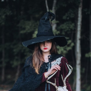 Gayle the Distressed Witch Hat for Halloween Costume, Crooked Witches Hat, Large Brim Witch Hat, Ren Faire, Wizard Hat,