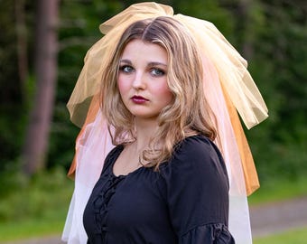 Candy Corn Halloween Costume Veil: Tiered Tulle Headpiece