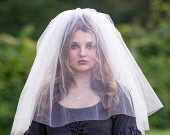 Ghost Bride Veil: Layered Tulle, Halloween Wedding, Costume Headpiece, Bachelorette Veil