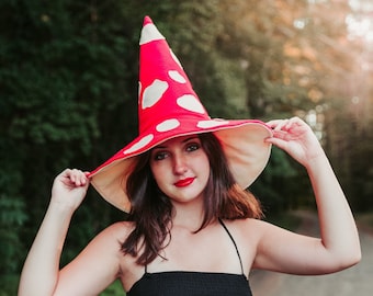 Red Felt Amanita Mushroom Witch Hat: Forest Cosplay, Ren Faire