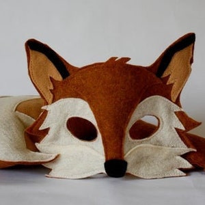 Xander Fox Felt Mask and Tail Costume for pretend play, dress up image 2