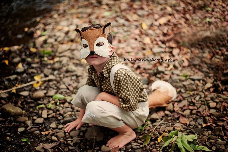 Xander Fox Felt Mask and Tail Costume for pretend play, dress up image 3