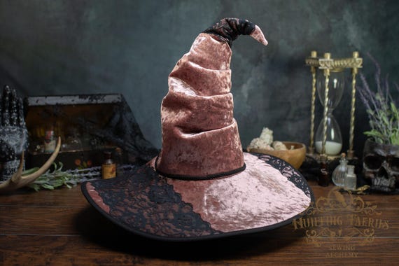 Esther the Pink SIde Crooked Witch Hat with Lace Detail