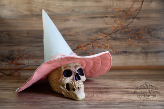 Circe the Peaches and Cream Microsuede Witch Hat, pointy witch hat, wizard hat, large brim witch hat, ren faire hat