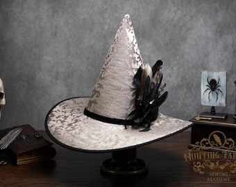Witch Hat ~Shade~ Silver with Side Feather Accent
