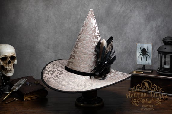 Witch Hat ~Shade~ Silver with Side Feather Accent