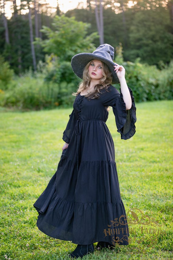 Freya Crooked Charcoal Felt Witch Hat: Wired Brim, Wizard Hat Costume