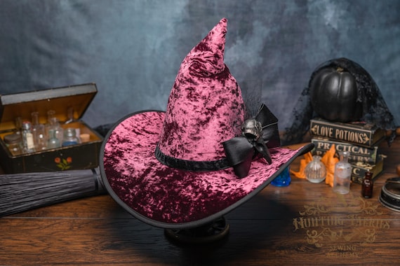 Ready to Ship~ Adeline~ Burgundy Velvet with Black Velvet Band, Black Bow and Crow Accent