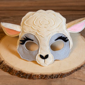 Frick the White  Sheep Felt mask for farm costume, pretend play, school program or dress up, Ewe mask