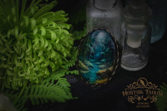 Enchanted Forest Pendant Brooch, Witch Hat Accessory, Halloween Accessory, Spooky Vibe Pin
