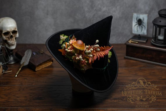 Witch Hat~Hagatha~ Black Velvet, Petite, Forest Decor