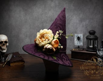 Witch Hat ~Veronica~ Whimsical Purple with Spring Floral Accents