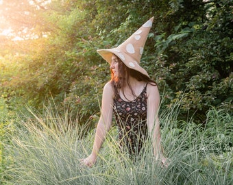 Tan Felt Amanita Mushroom Witch Hat: Forest Cosplay, Ren Faire