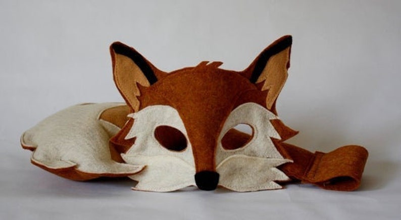 Xander Fox Felt Mask and Tail Costume for pretend play, dress up image 2