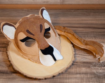 Lena the Lioness Felt Mask and Tail for Pretend Play or Costume