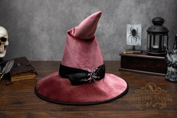Witch Hat ~Roxy~ Crooked with Beaded Spider