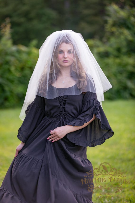 Ghost Bride Veil: Layered Tulle, Halloween Wedding, Costume Headpiece, Bachelorette Veil