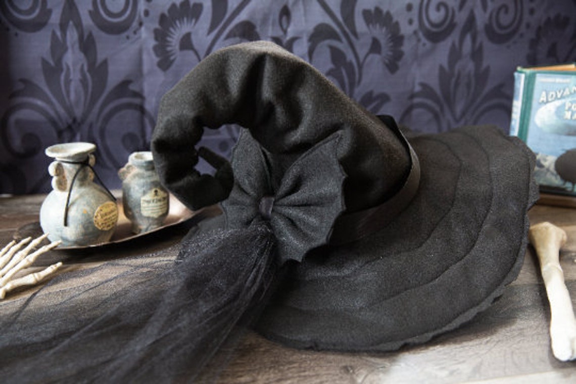 Estella the Curl Back Witch Hat in Black image 10