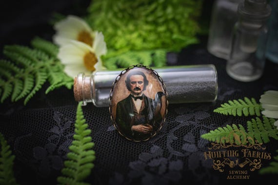 Edgar Allan Poe Pendant Brooch, Witch Hat Accessory, Halloween Accessory, Spooky Vibe Pin