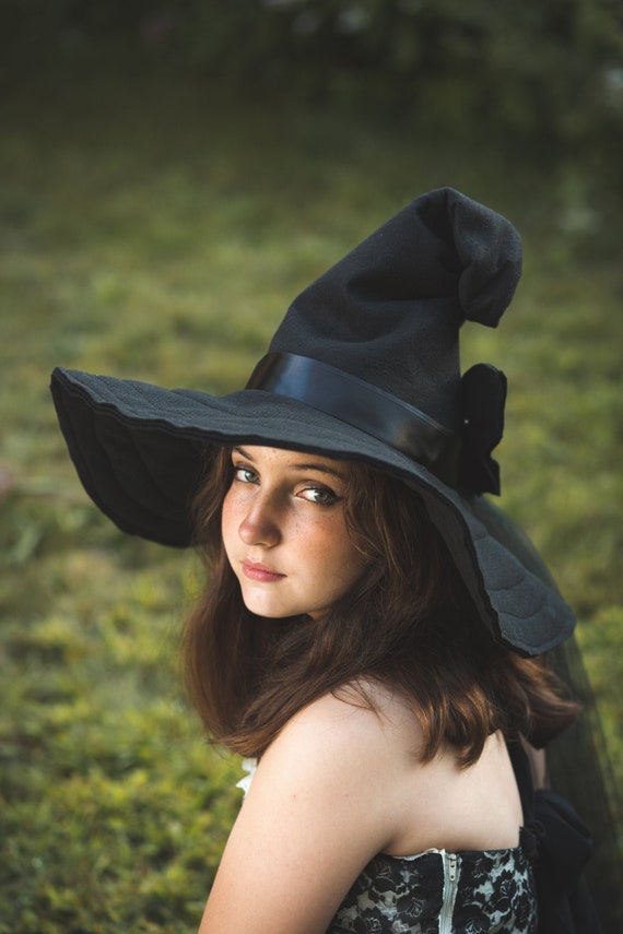 Girls Witch Hat Satin Child Size Hats Female Halloween Costume Girls Witch Hat Satin Child Size Hats Female Halloween Costume