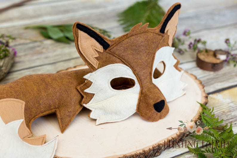 Xander Fox Felt Mask and Tail Costume for pretend play, dress up image 7