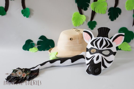 Zoozoo the Zebra Felt Mask and Tail for Pretend Play or Costume
