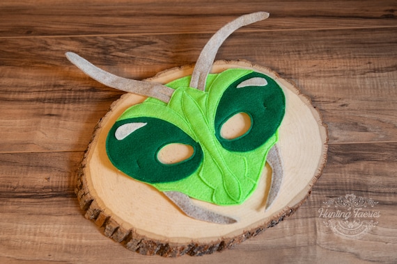 Ramona the Felt Praying Mantis Mask for costume or pretend play, insect mask, preying mantis