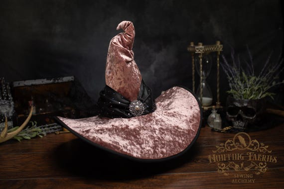 Lotus the Witch Hat in Pink with Extra Large Brim