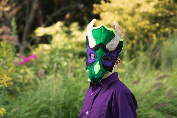 Viridian the Green Dragon Mask and Tail for Costume or Pretend Play