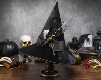 Witch Hat ~Memento Mori~ Black Velvet and Autumn Decay