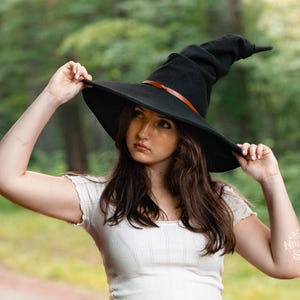 Freya~ Crooked Black Felt Wizard Hat: Witch Hat, Halloween/Ren Faire Costume