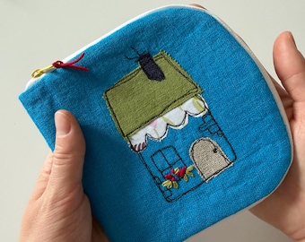 Linen Knitting Needle Case, Embroidered Crochet Hook Organizer, Personalized Craft Tool Bag