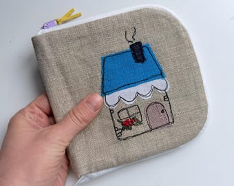 Mini Knitting Needle Case, Crochet Hook Organizer, Linen Zipper Pouch for Interchangeable Needles, Gift for Knitters