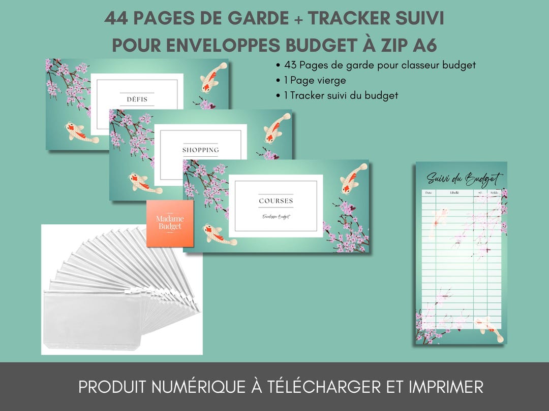 SAKURAページ 44 Sakura Cover Pages for A6 Budget Envelopes - Digital Download