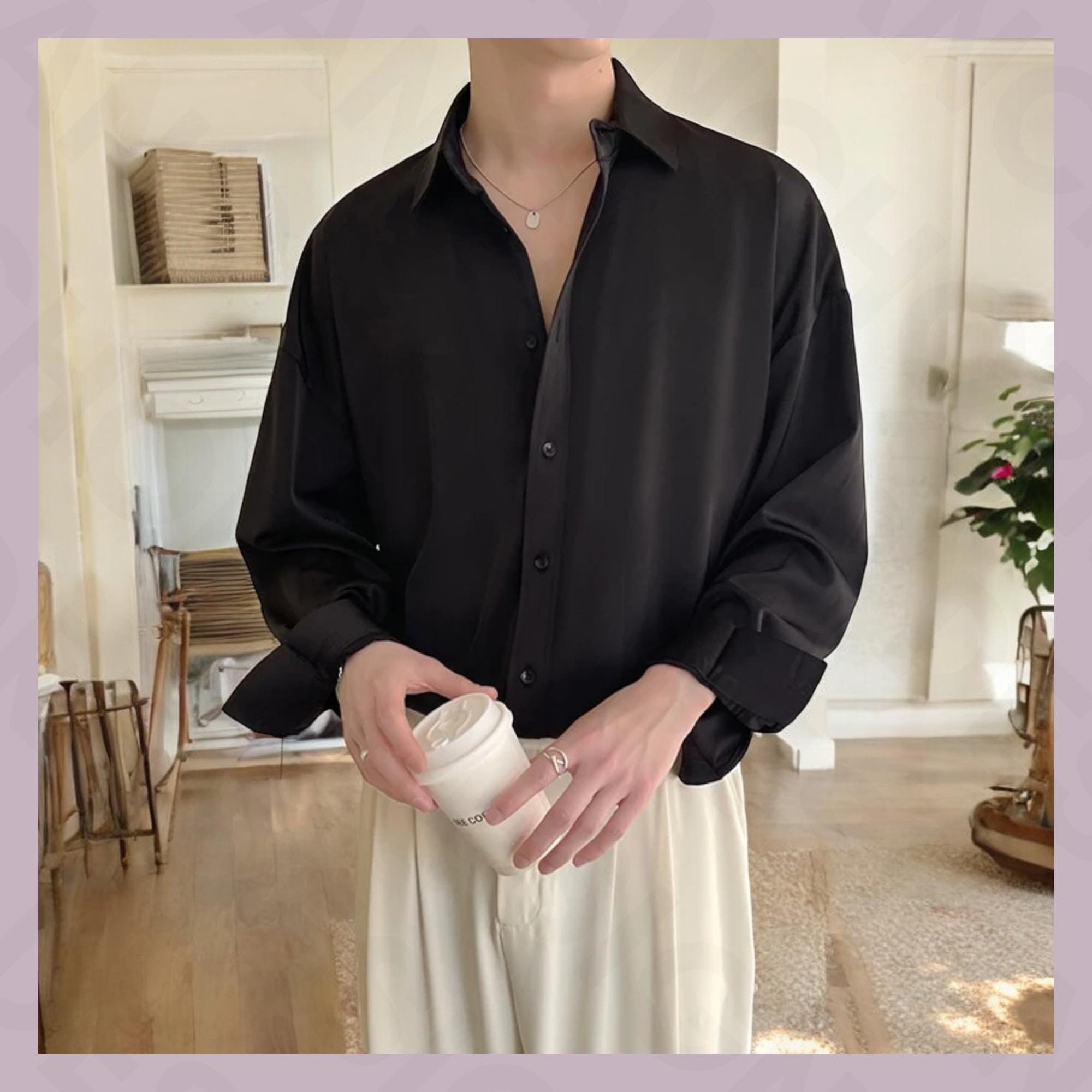 Solid Color Long-sleeved Men's Shirt, Casual, and Formal Wear