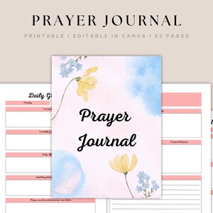 Prayer Journal Printable, Bible Study Journal, Digital Bible Study Guide, Gratitude Prayer Journal, Christian Journal, Bible Journaling