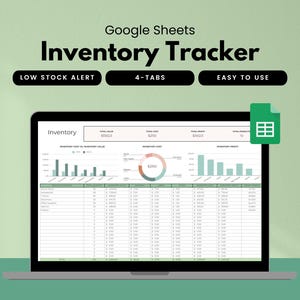 Inventory Tracker Google Sheets, Inventory Spreadsheet for Small Business, Product & Material Tracker Template, Inventory Management