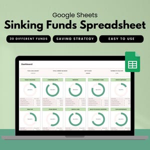 Sinking Funds Tracker Spreadsheet, Google Sheets Savings Tracker, Personal Finance Template, Cash Savings Planner