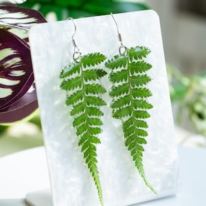 Handmade Real Fern Leaf Earrings, Dried Leaf Earrings, Green Leaf Resin Earrings,Birthday Gifts, Christmas Gifts,Plant Earrings,Nature Lover