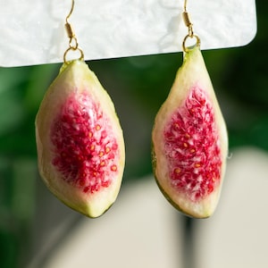 Real Fig Earrings,Dried Fig Earrings,Handmade Pressed Fig Earrings,Birthday Gift,Valentine&#39;s Day Gift,Gift for Girlfriend,Cute Fruit Earring