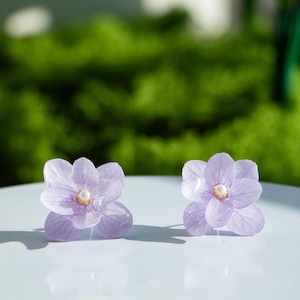 Real Hydrangea Earrings,Handmade Flower Earrings, Dried Flower Earrings, Pressed Flower Earrings, Christmas Gift For Her,Cute Gardening Gift