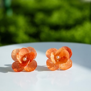 Real Hydrangea Earrings,Handmade Flower Earrings, Dried Flower Earrings, Pressed Flower Earrings, Christmas Gift For Her,Cute Gardening Gift