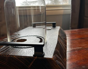 Fumoir à cocktail Live Edge avec dôme en verre | Infuseur à whisky bourbon cendre carbonisée